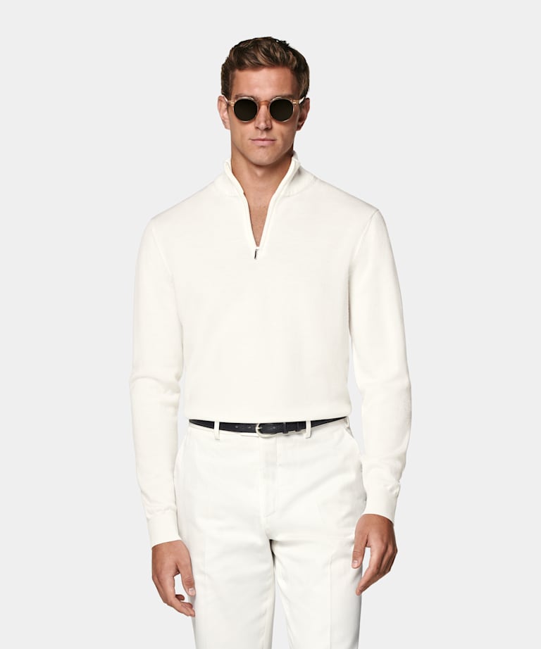 Off-White Merino Half Zip