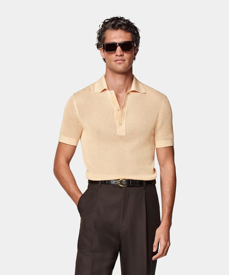 Light Yellow Crochet Polo