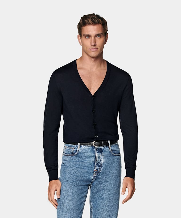 Navy V-Neck Cardigan