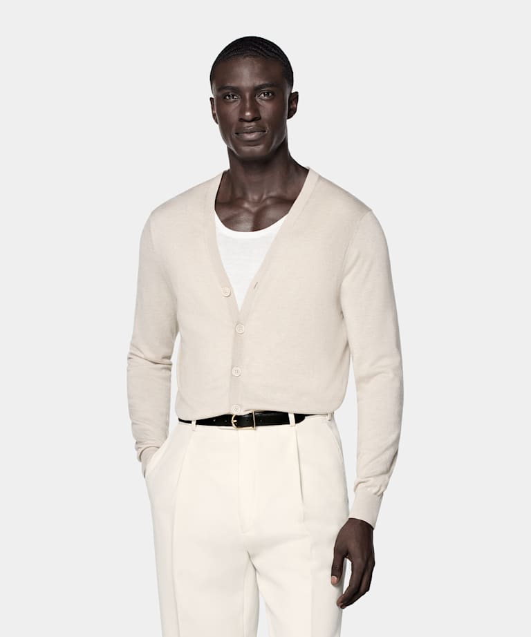 Sand V-Neck Cardigan