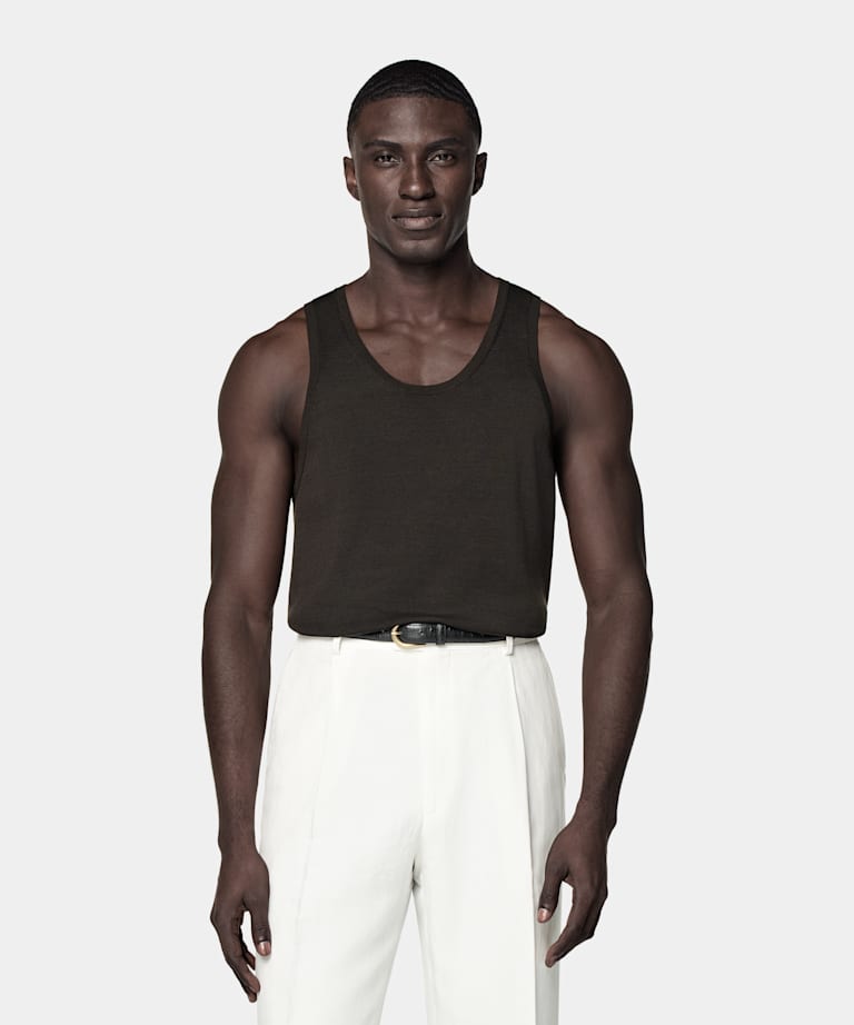Dark Brown Knitted Tank Top