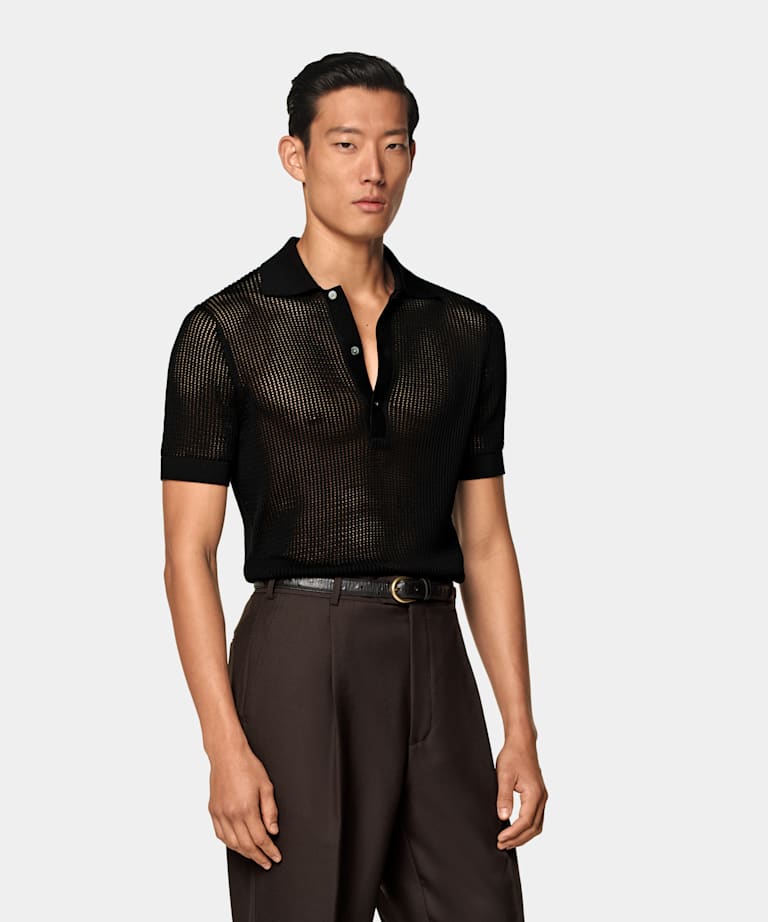 Polo de crochet negro