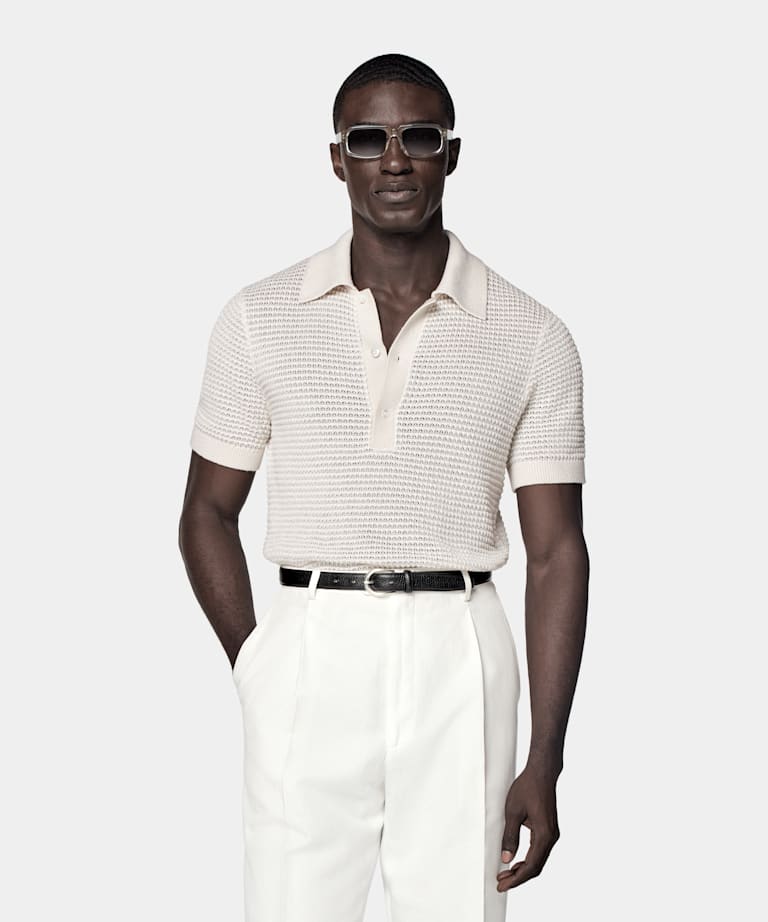 Light Grey Crochet Polo