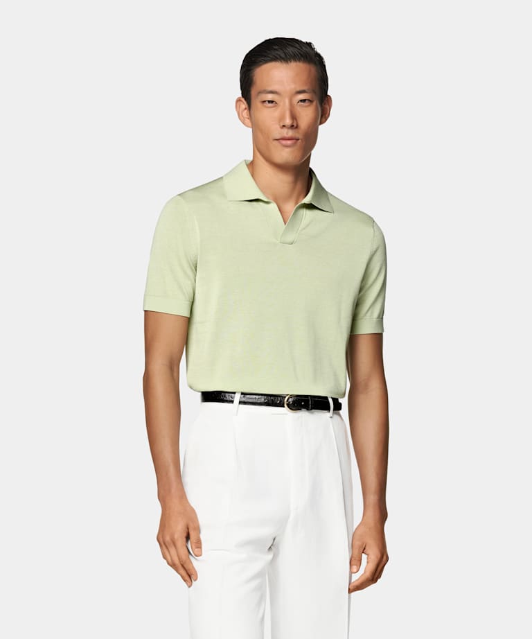 Light Green Buttonless Polo