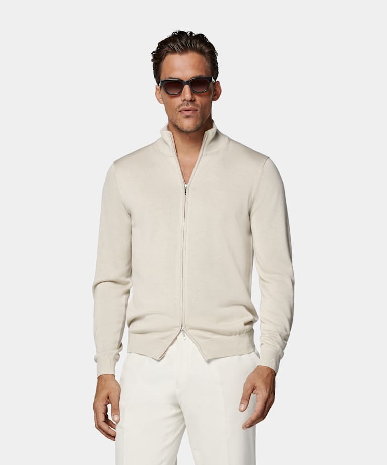 Sand Zip Cardigan