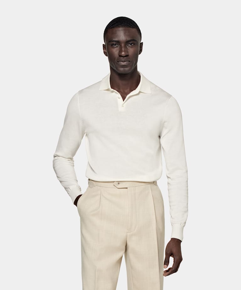 Off-White Long Sleeve Polo Shirt 