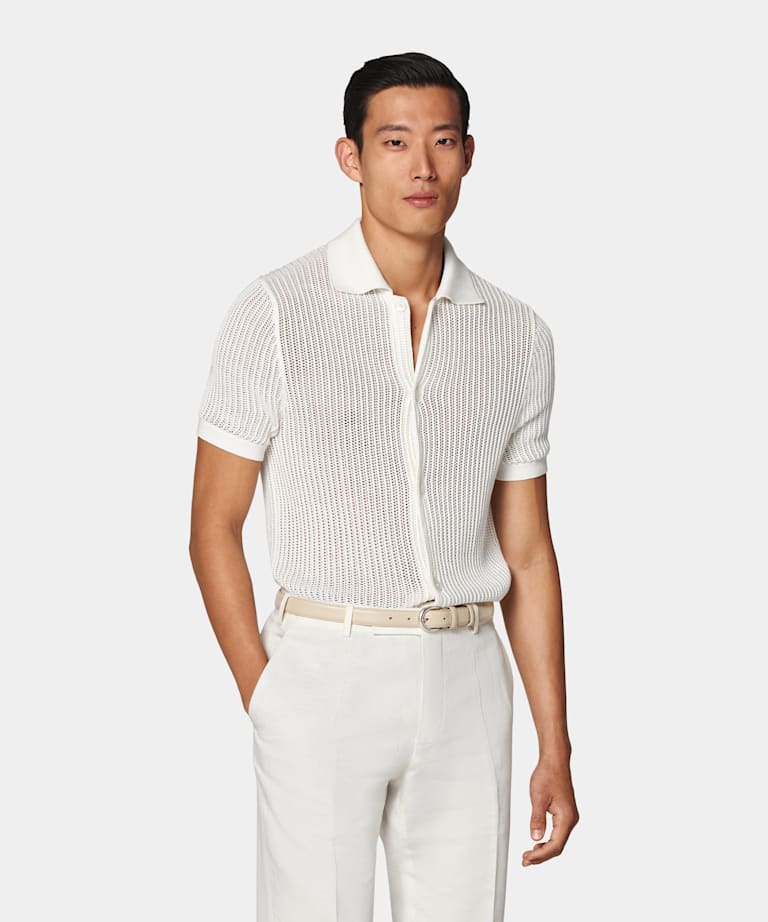 Polo-Cardigan off-white Crochet