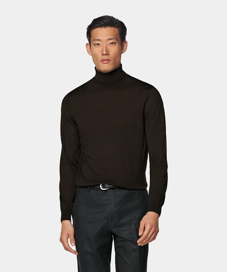 Dark Brown Merino Turtleneck