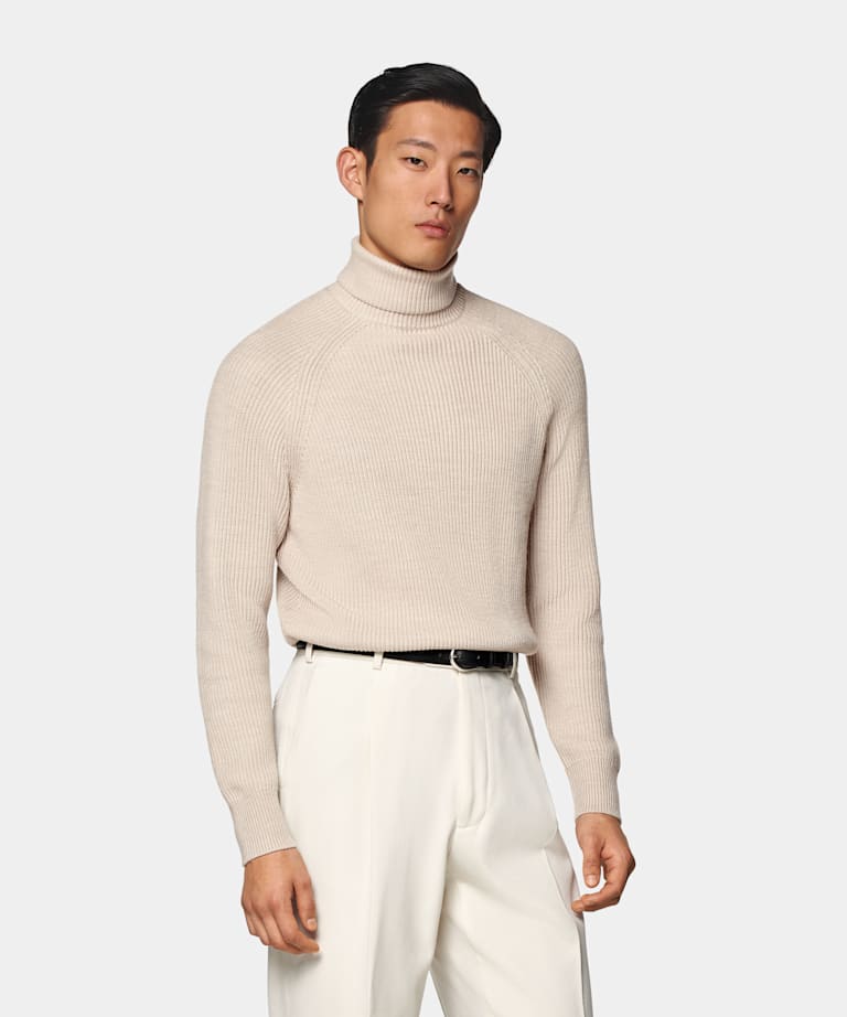 Cream turtleneck mens discount