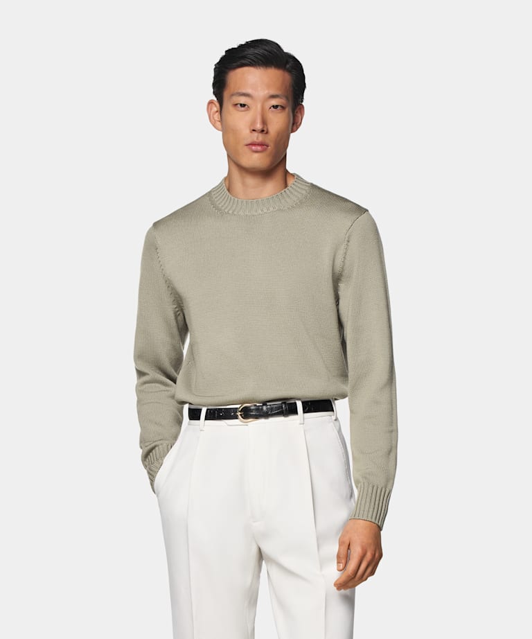 Mid Green Merino Crewneck