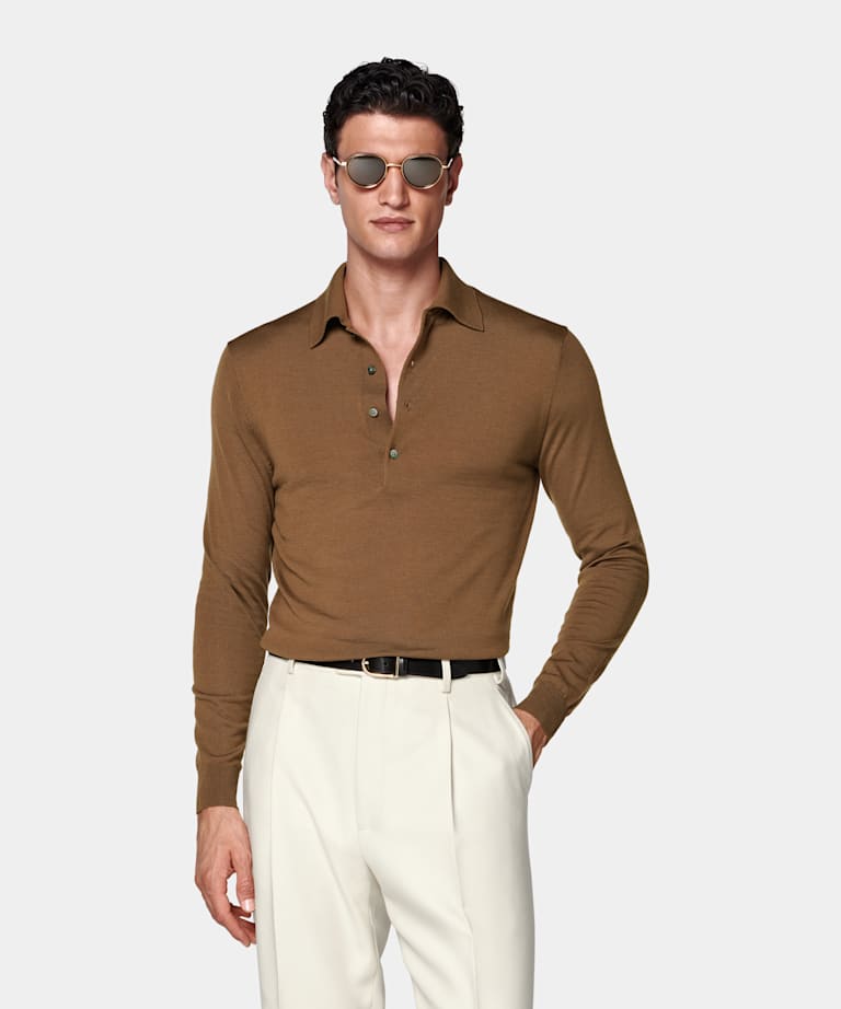 Brown Long Sleeve Polo