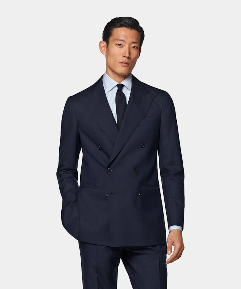 Custom Made marinblå kostym