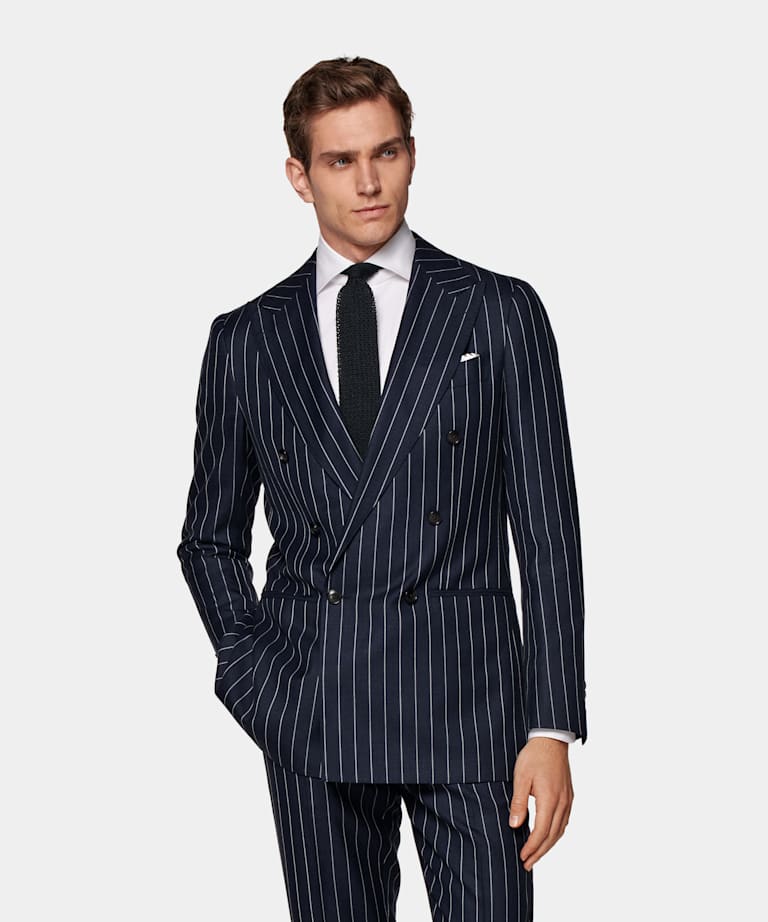 Mid Blue Striped Havana Suit