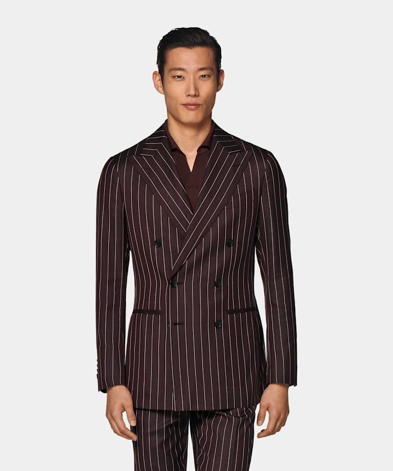 Burgundy Striped Havana Suit