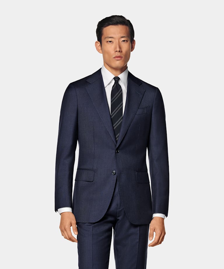 Navy Houndstooth Tailored Fit Havana Suit