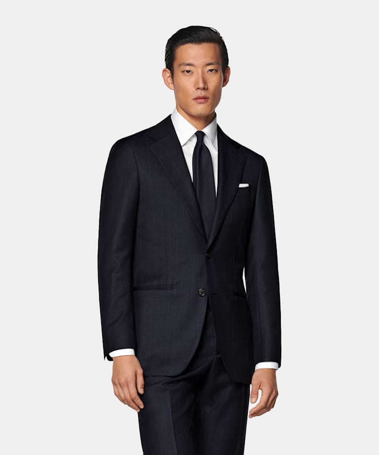 Traje Havana azul marino a cuadros corte Tailored