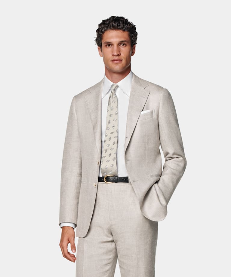 Light Taupe Tailored Fit Havana Suit