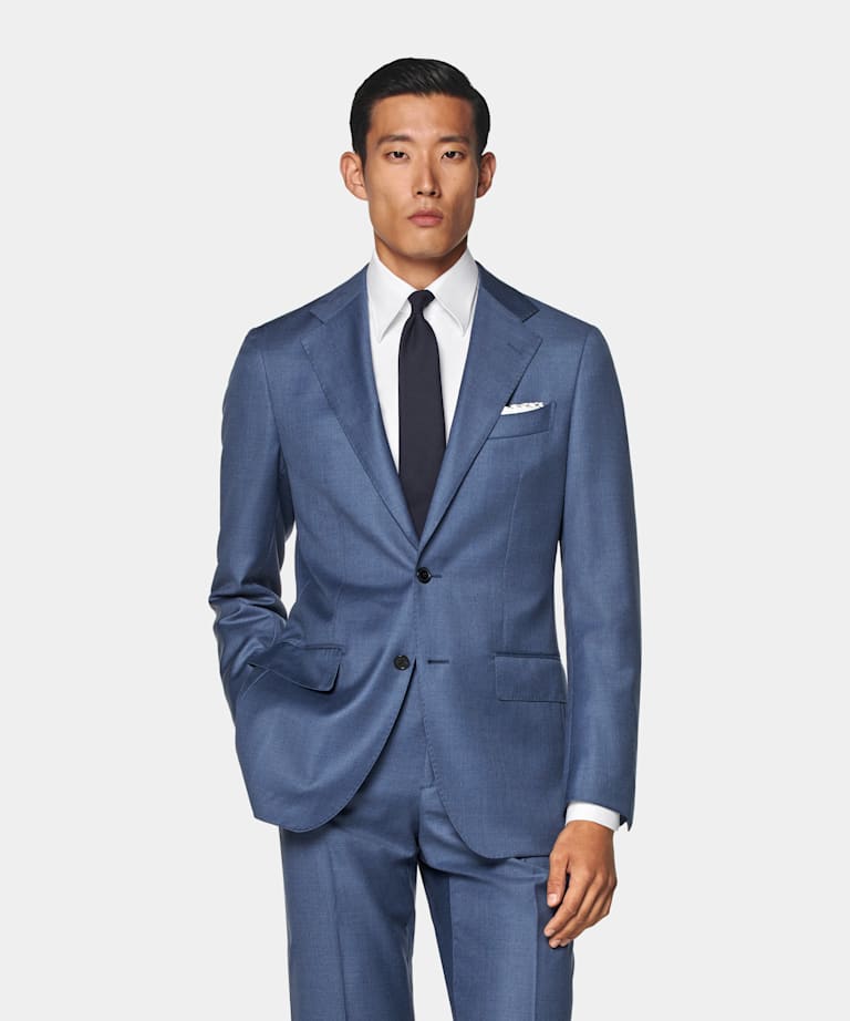 Mid Blue Tailored Fit Havana Suit