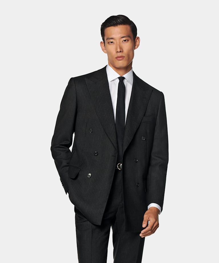 Milano Anzug schwarz gestreift Tailored Fit