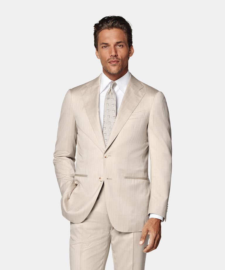 Costume Perennial Havana coupe Tailored sable à chevrons