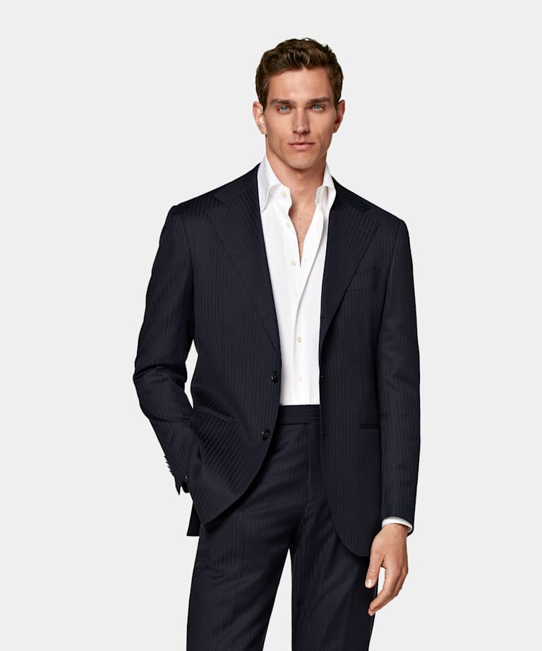Navy Striped Roma Suit