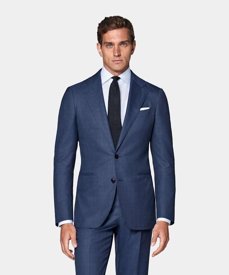 Costume Havana coupe Tailored bleu moyen