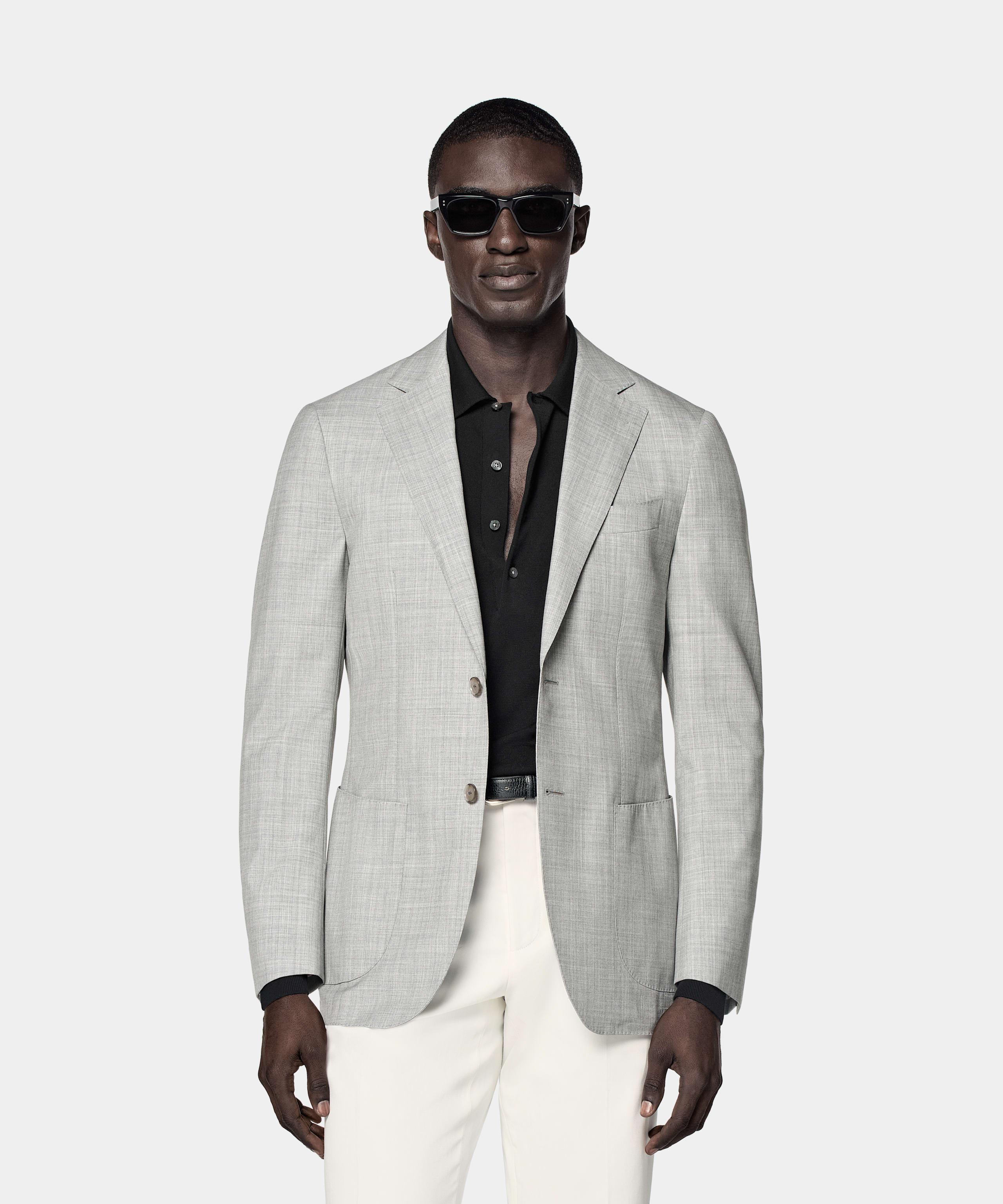 SUITSUPPLY All Season Pure S120's Tropical Wool by Vitale Barberis Canonico, Italy Light Grey Perennial Tailored Fit Havana Suit Jacket