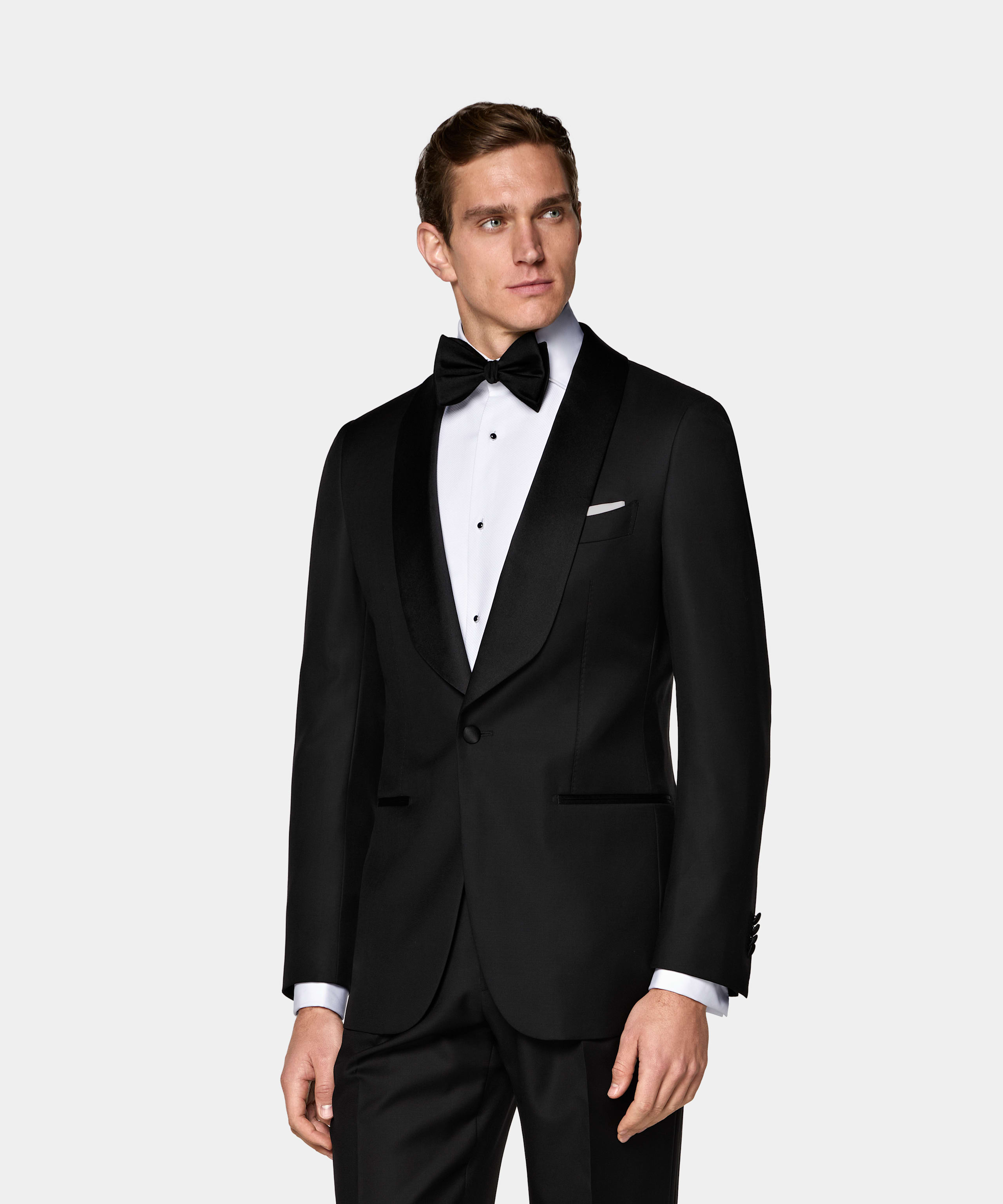 SUITSUPPLY All season Pure laine S110 par Vitale Barberis Canonico, Italie Smoking Havana coupe Tailored noir
