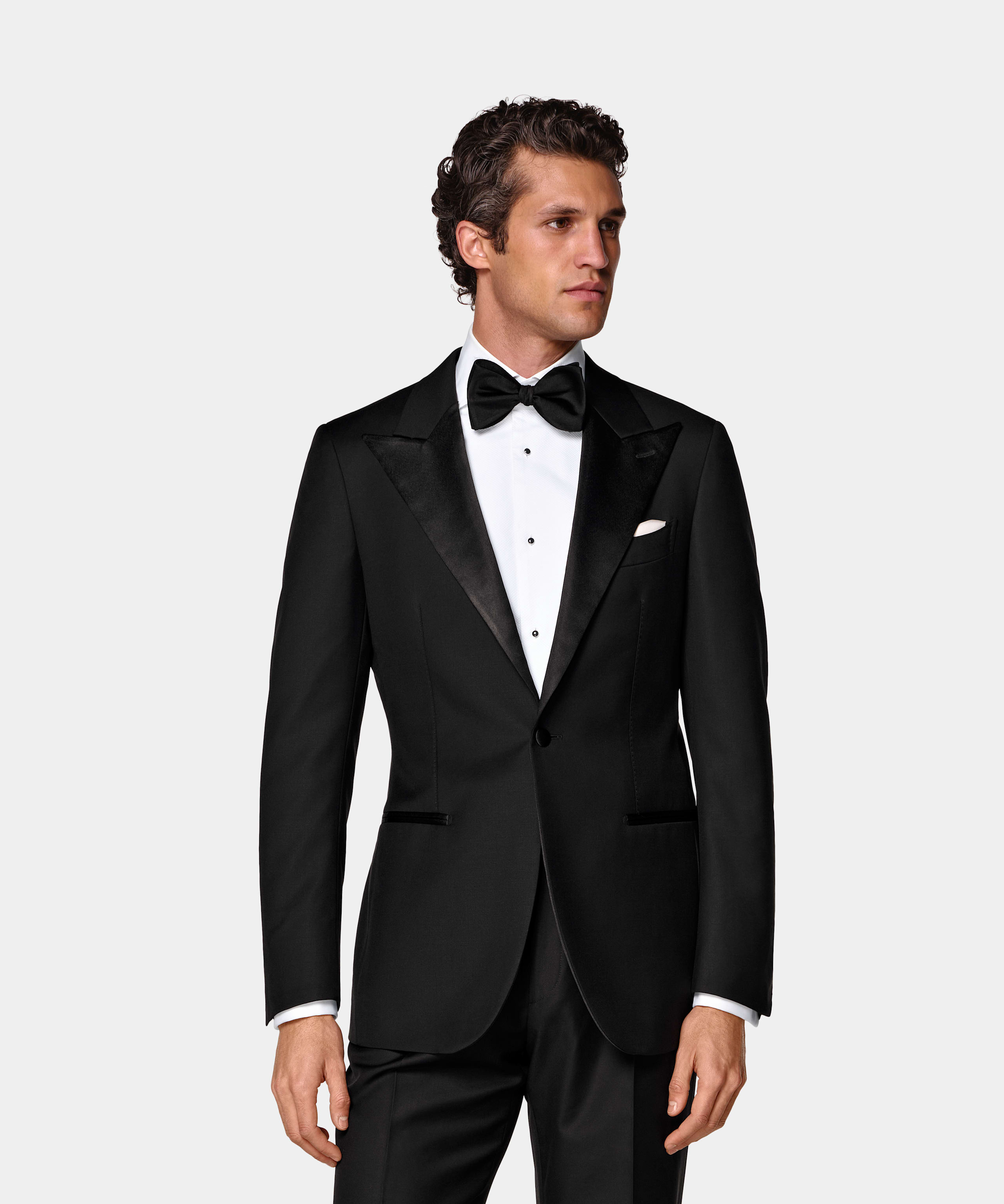 SUITSUPPLY All Season Pure S110's Wool by Vitale Barberis Canonico, Italy Black Tailored Fit Havana Tuxedo