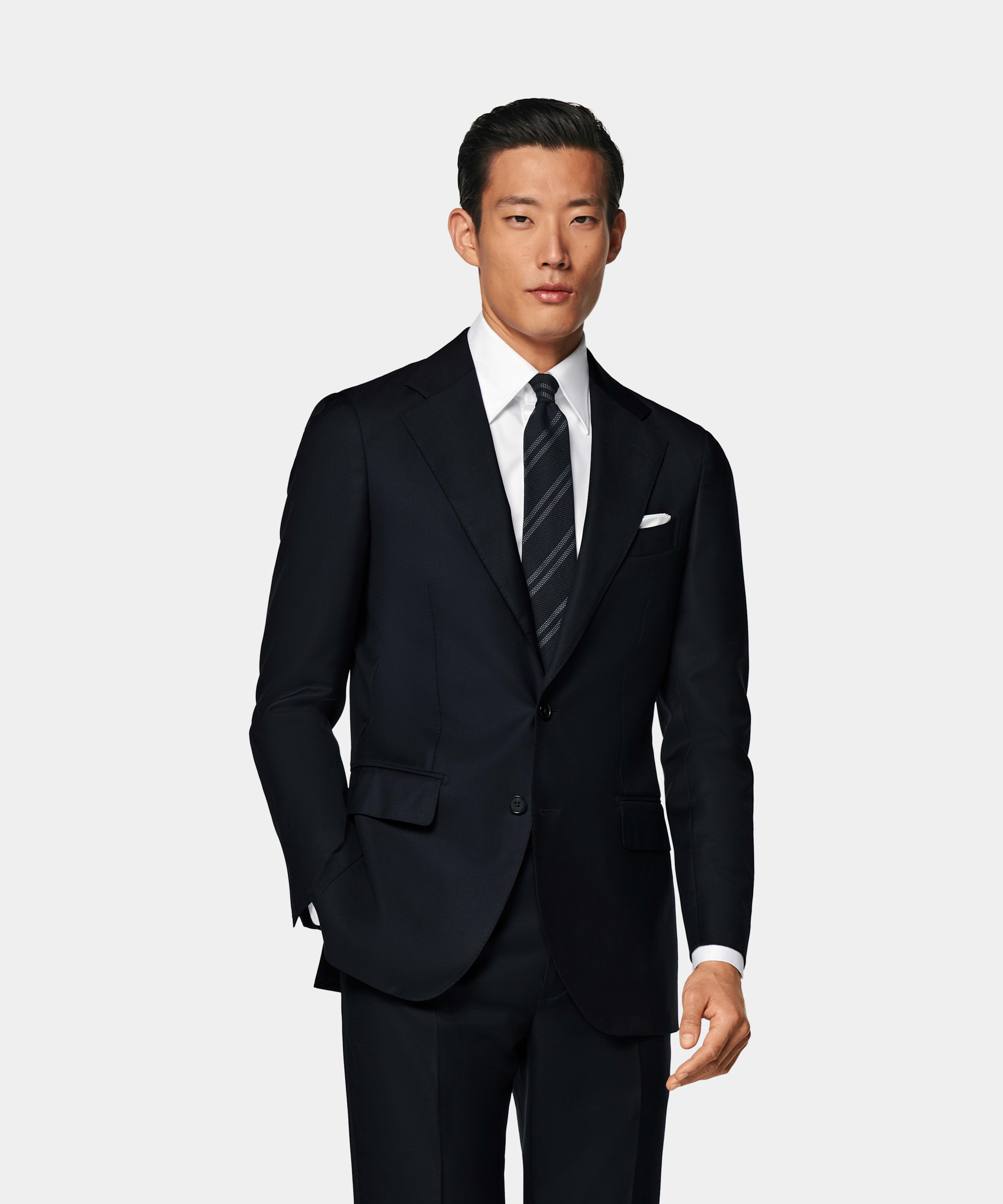 SUITSUPPLY All Season Pure S110's Wool by Vitale Barberis Canonico, Italy Navy Tailored Fit Havana Suit