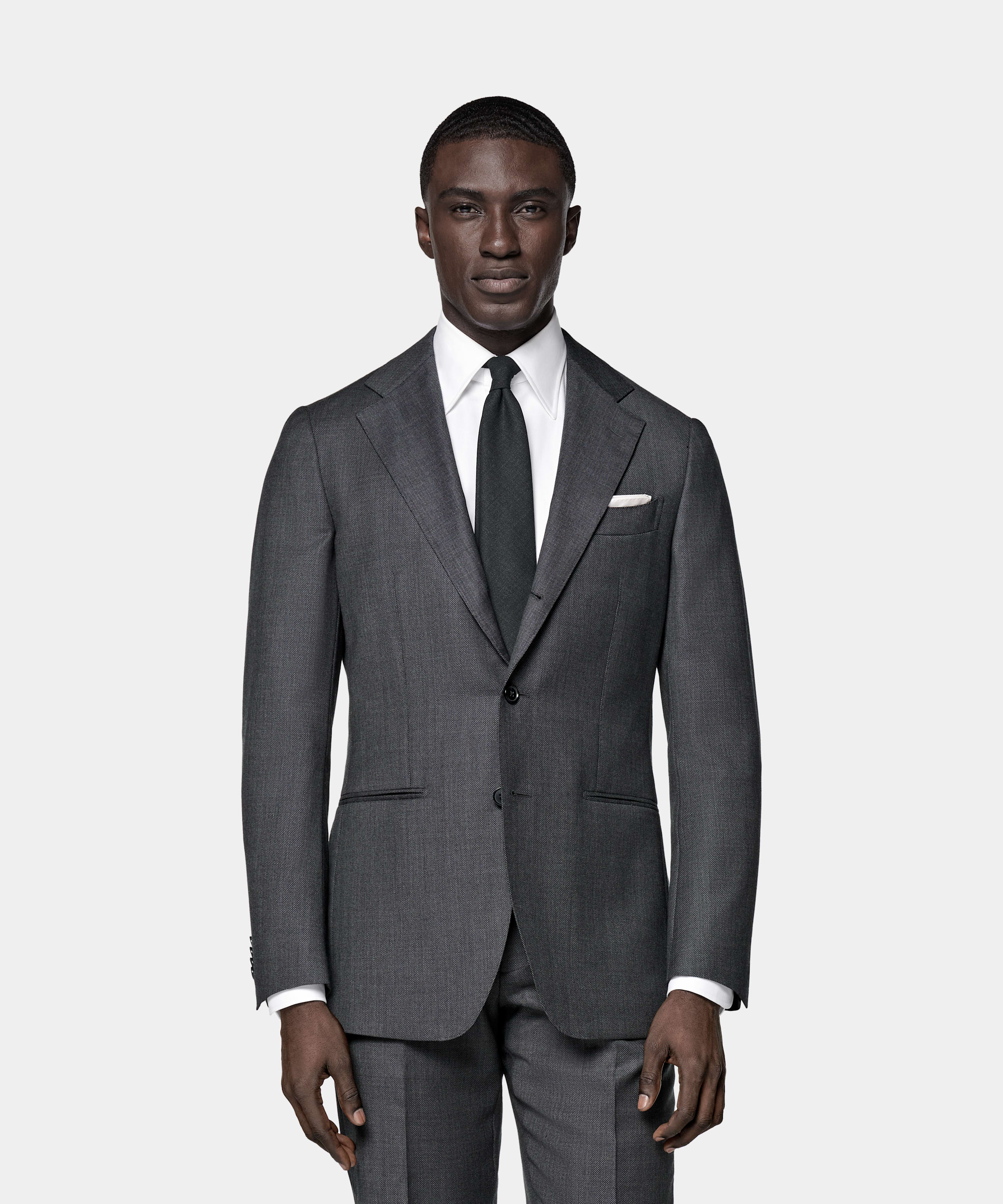 SUITSUPPLY All Season Pure S130's Wool by Reda, Italy Dark Grey Tailored Fit Havana Suit