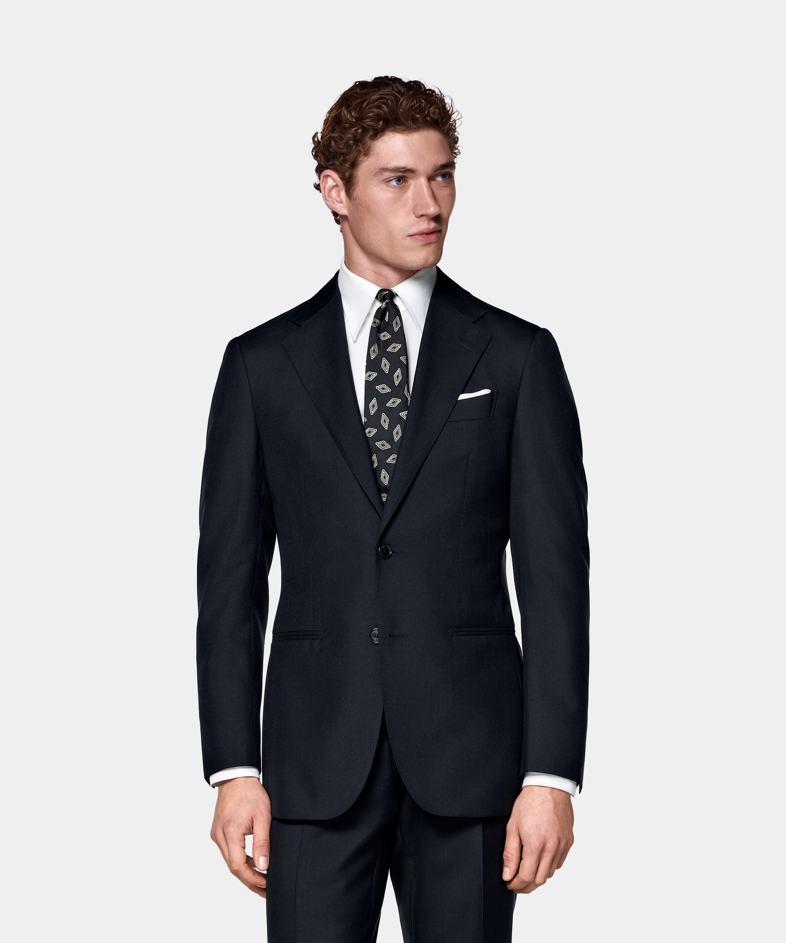 SUITSUPPLY All Season Pure Tropical Wool by Vitale Barberis Canonico, Italy Navy Perennial Tailored Fit Havana Suit