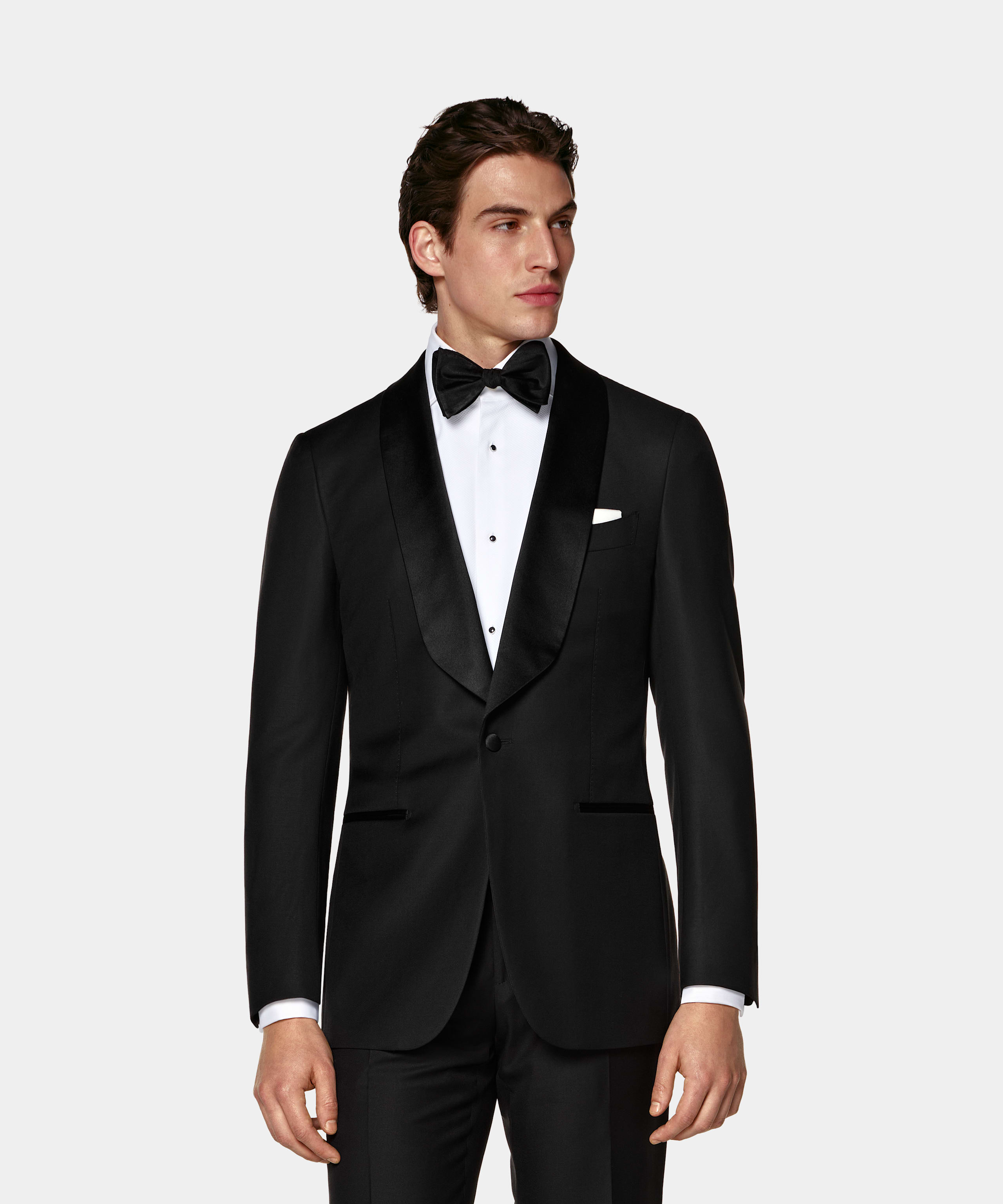 SUITSUPPLY All season Pure laine S110 par Vitale Barberis Canonico, Italie Smoking Havana coupe Tailored noir