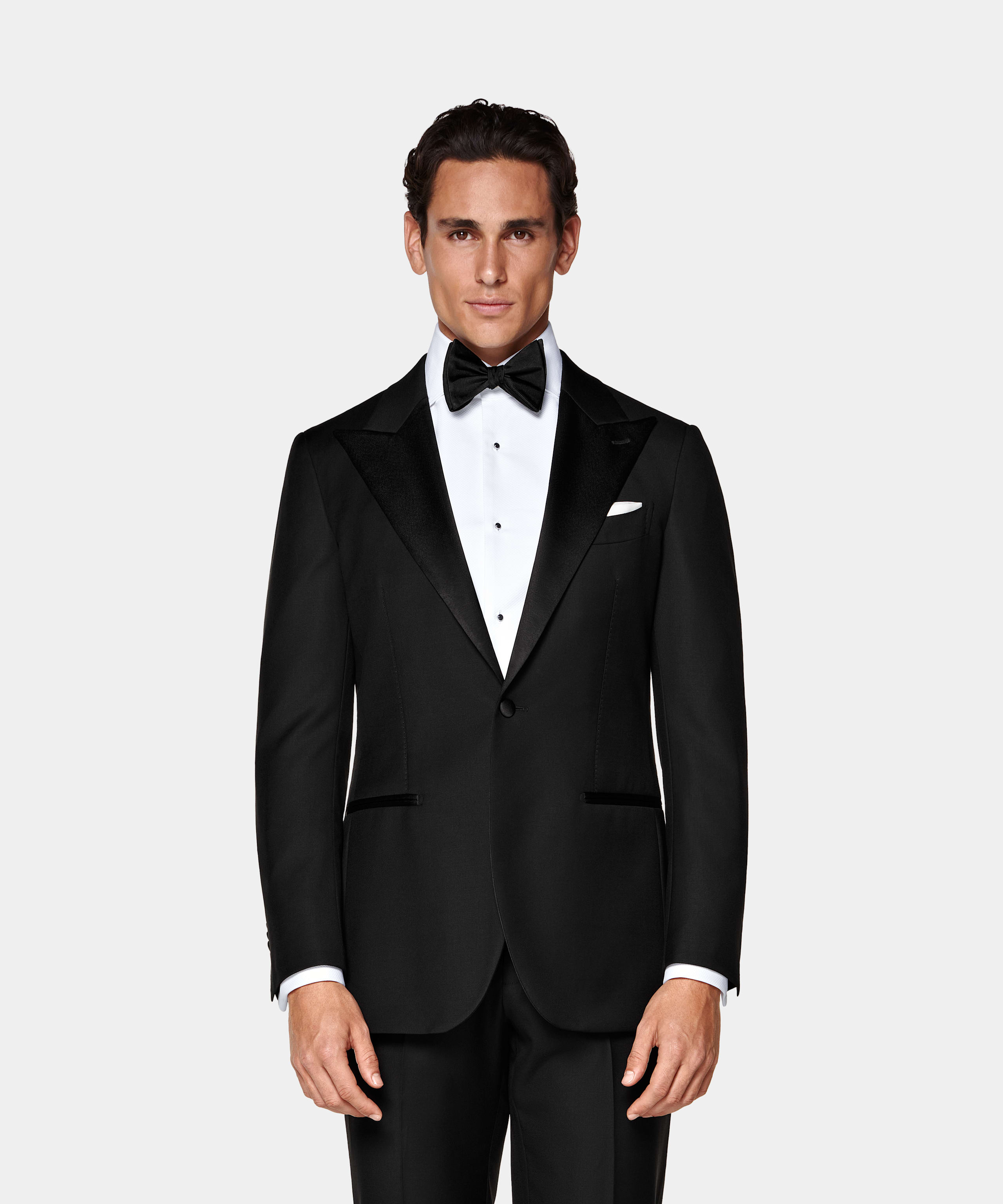 SUITSUPPLY All Season Pure S110's Wool by Vitale Barberis Canonico, Italy Black Tailored Fit Havana Tuxedo