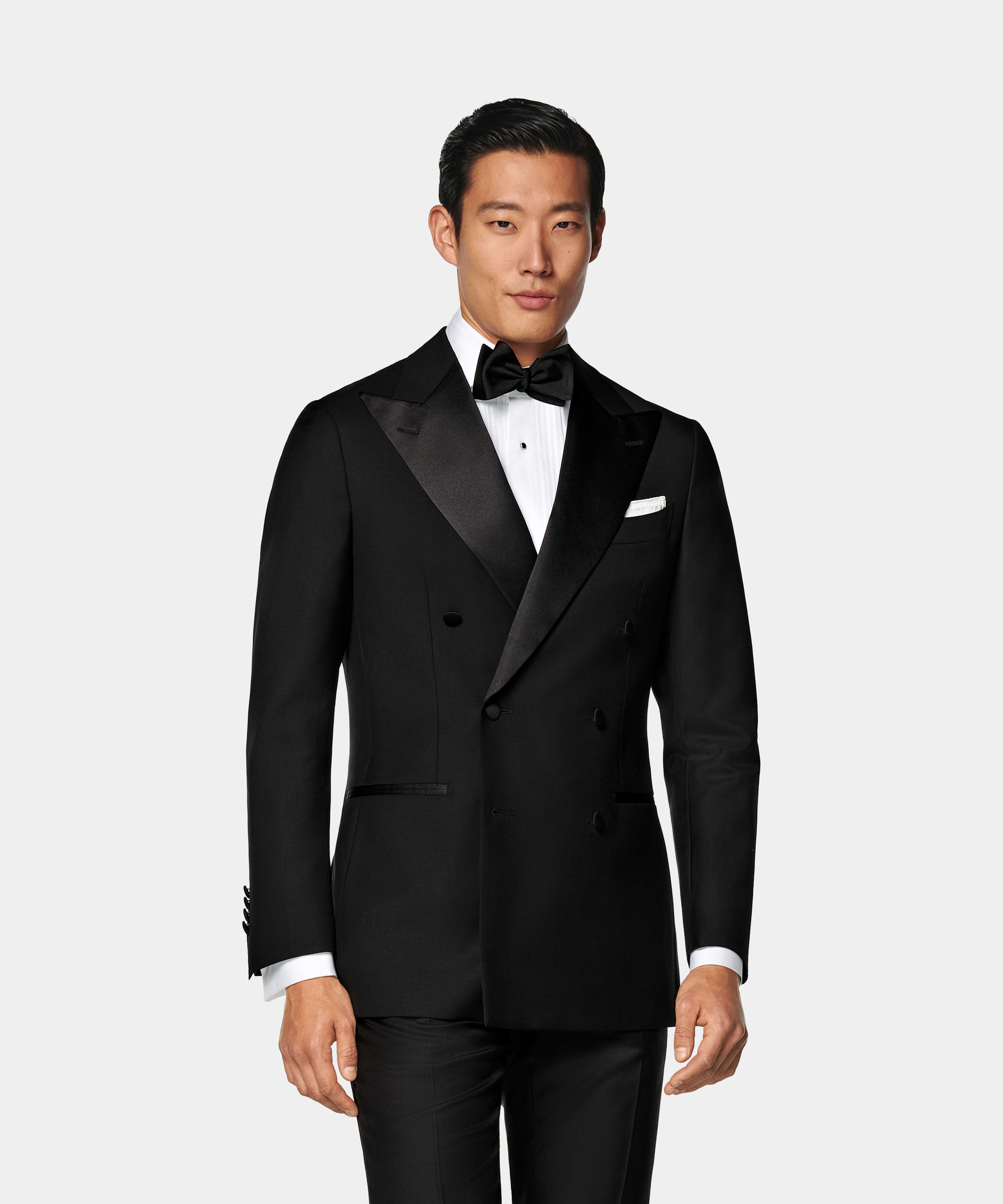 SUITSUPPLY All Season Pure S110's Wool by Vitale Barberis Canonico, Italy Black Tailored Fit Havana Tuxedo