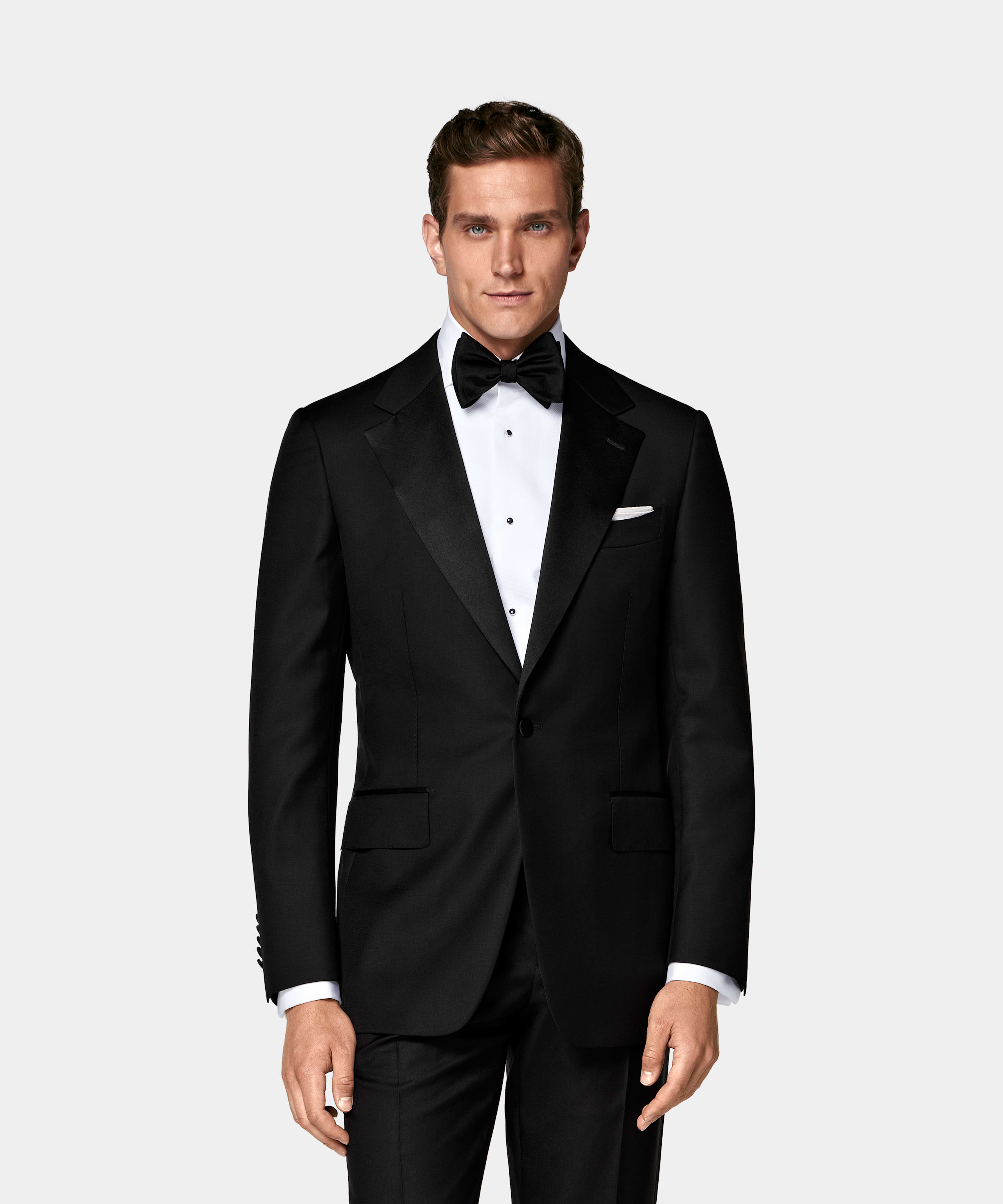 SUITSUPPLY All Season Pure S110's Wool by Vitale Barberis Canonico, Italy Black Tailored Fit Milano Tuxedo