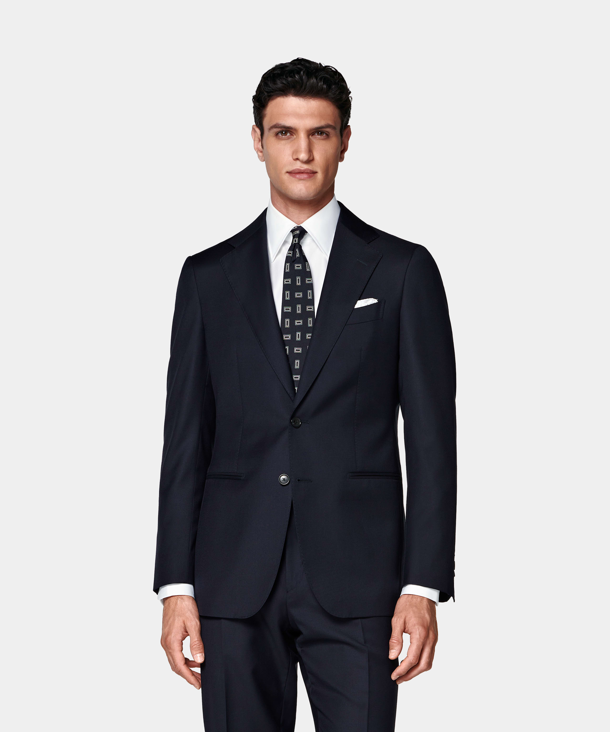 SUITSUPPLY All Season Pure Wool by Reda, Italy Navy Perennial Tailored Fit Havana Suit