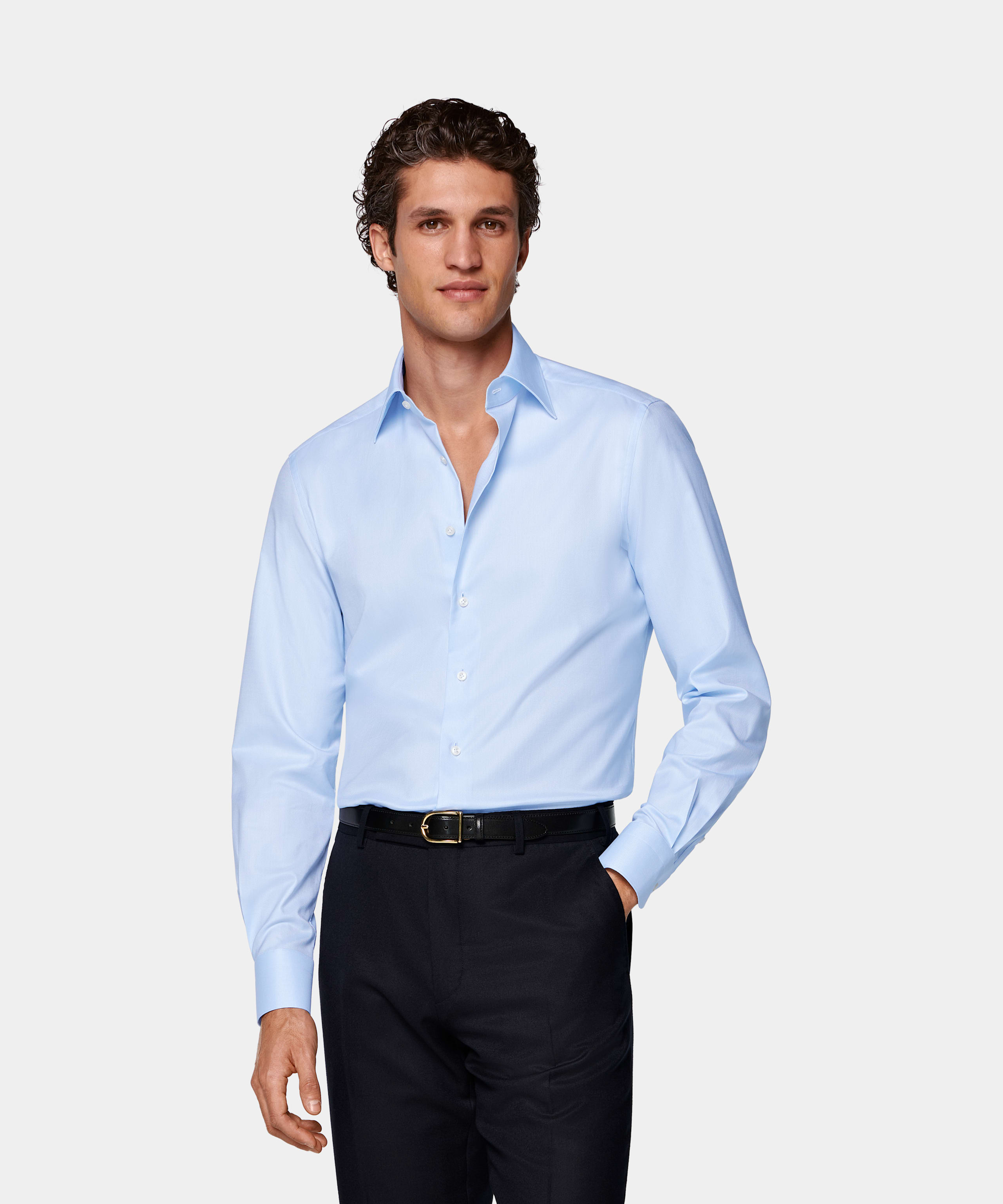 SUITSUPPLY Egyptian Cotton by Albini, Italy Light Blue Classic Collar Shirt
