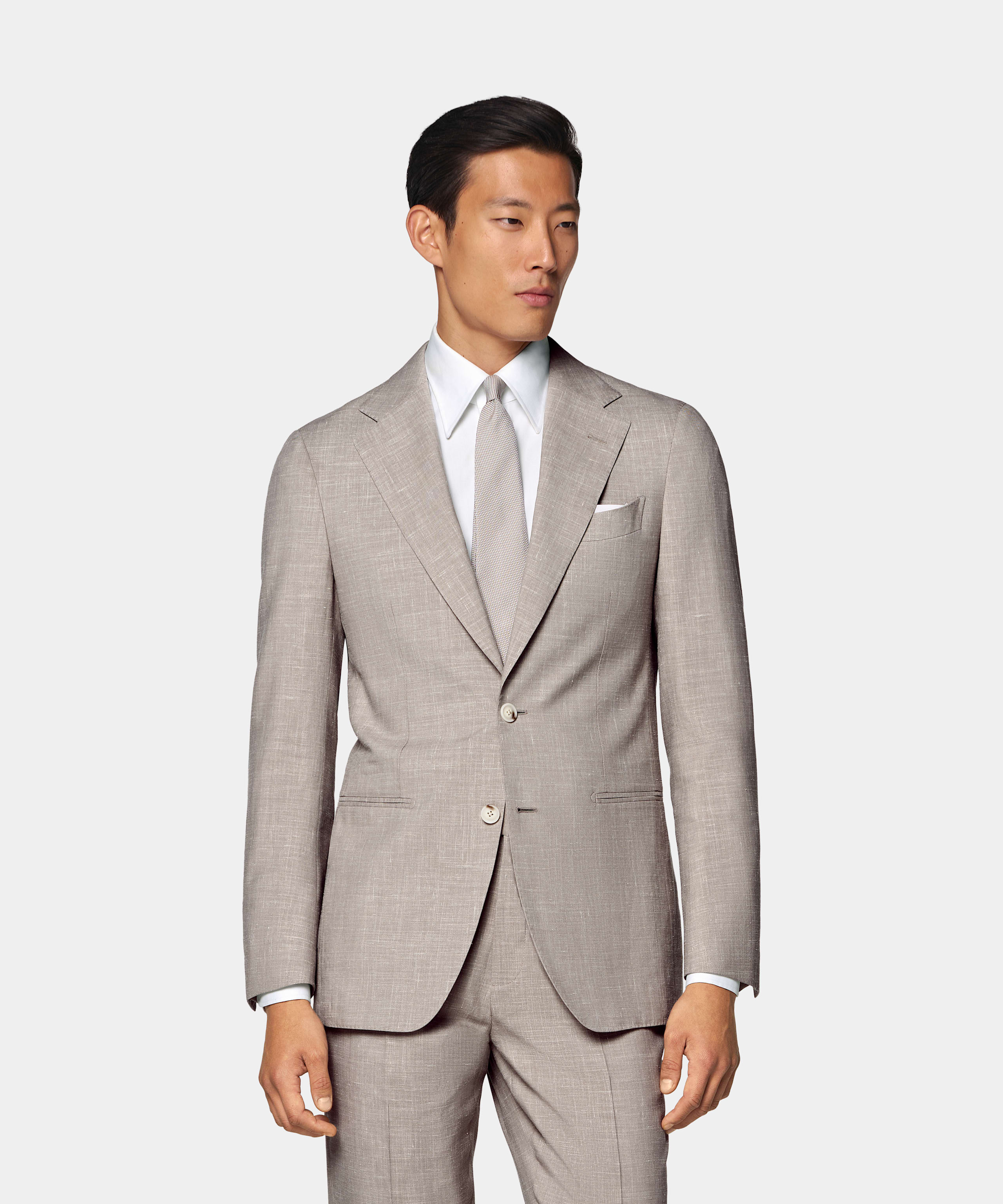 SUITSUPPLY Été Laine, soie et lin par Rogna, Italie Costume Havana coupe Tailored taupe clair