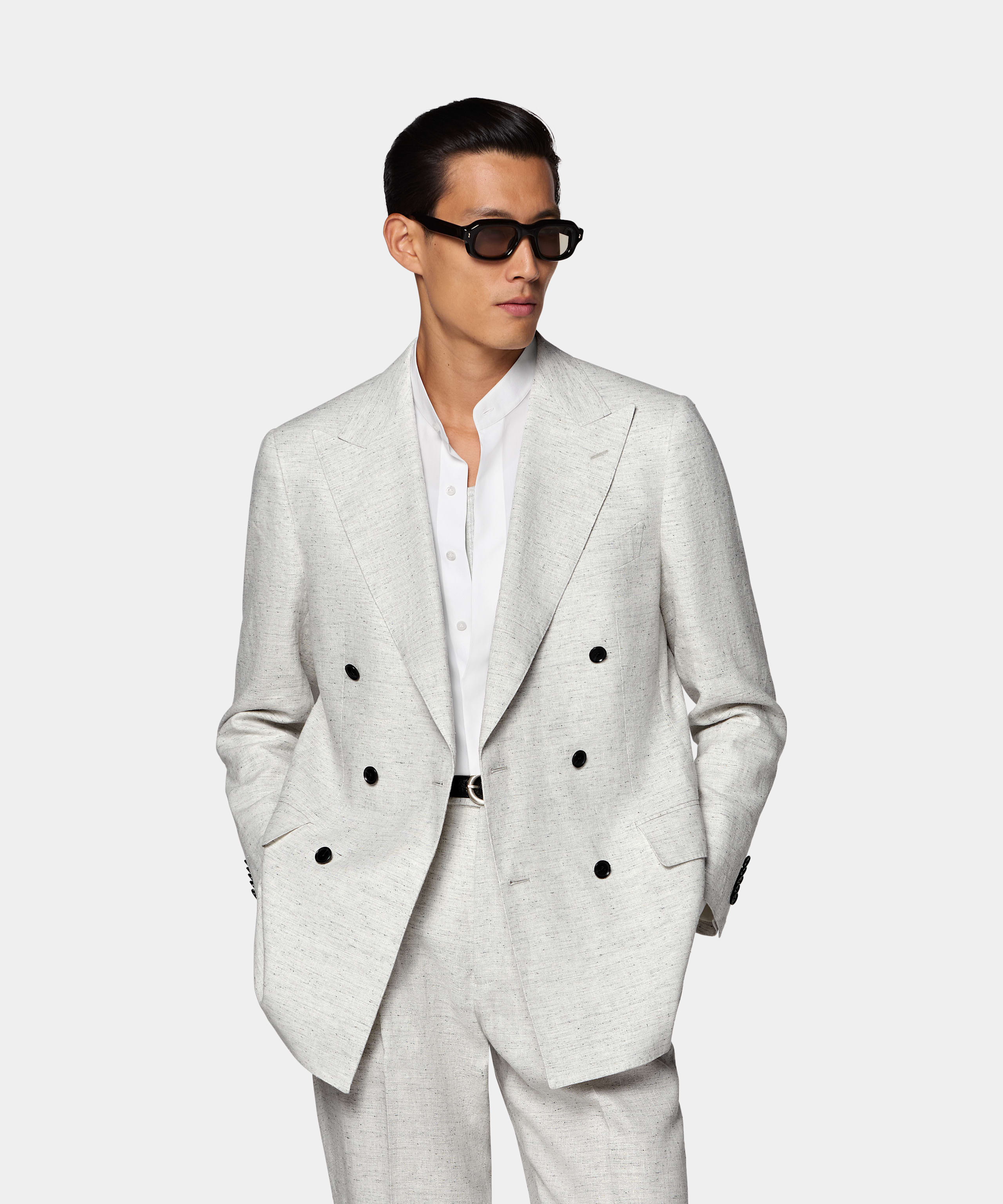 SUITSUPPLY Été Lin soie par Emmetex, Italie Costume Milano coupe Tailored Fit gris clair