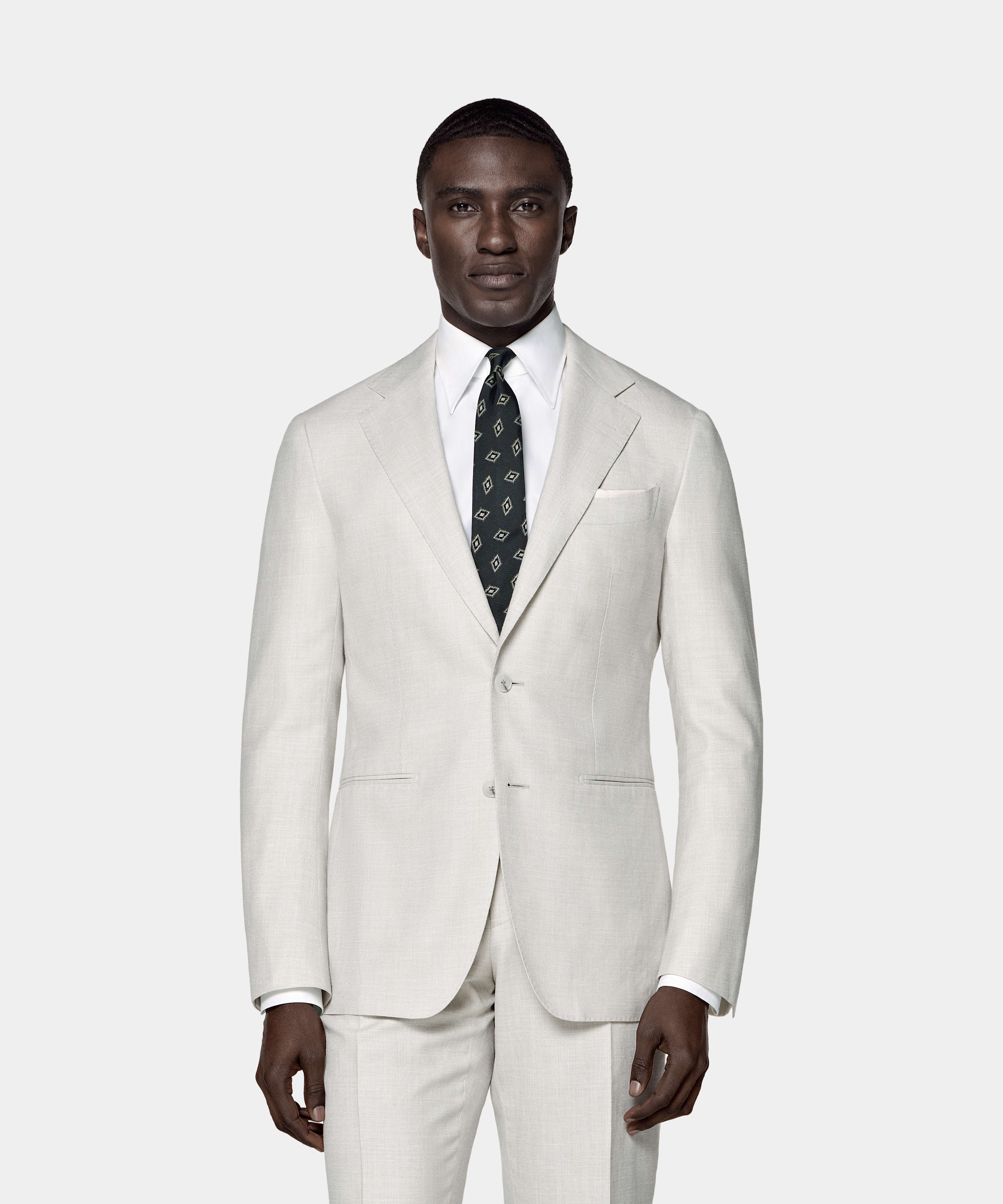 SUITSUPPLY Été Laine, soie et lin par E.Thomas, Italie Costume Havana coupe Tailored gris clair
