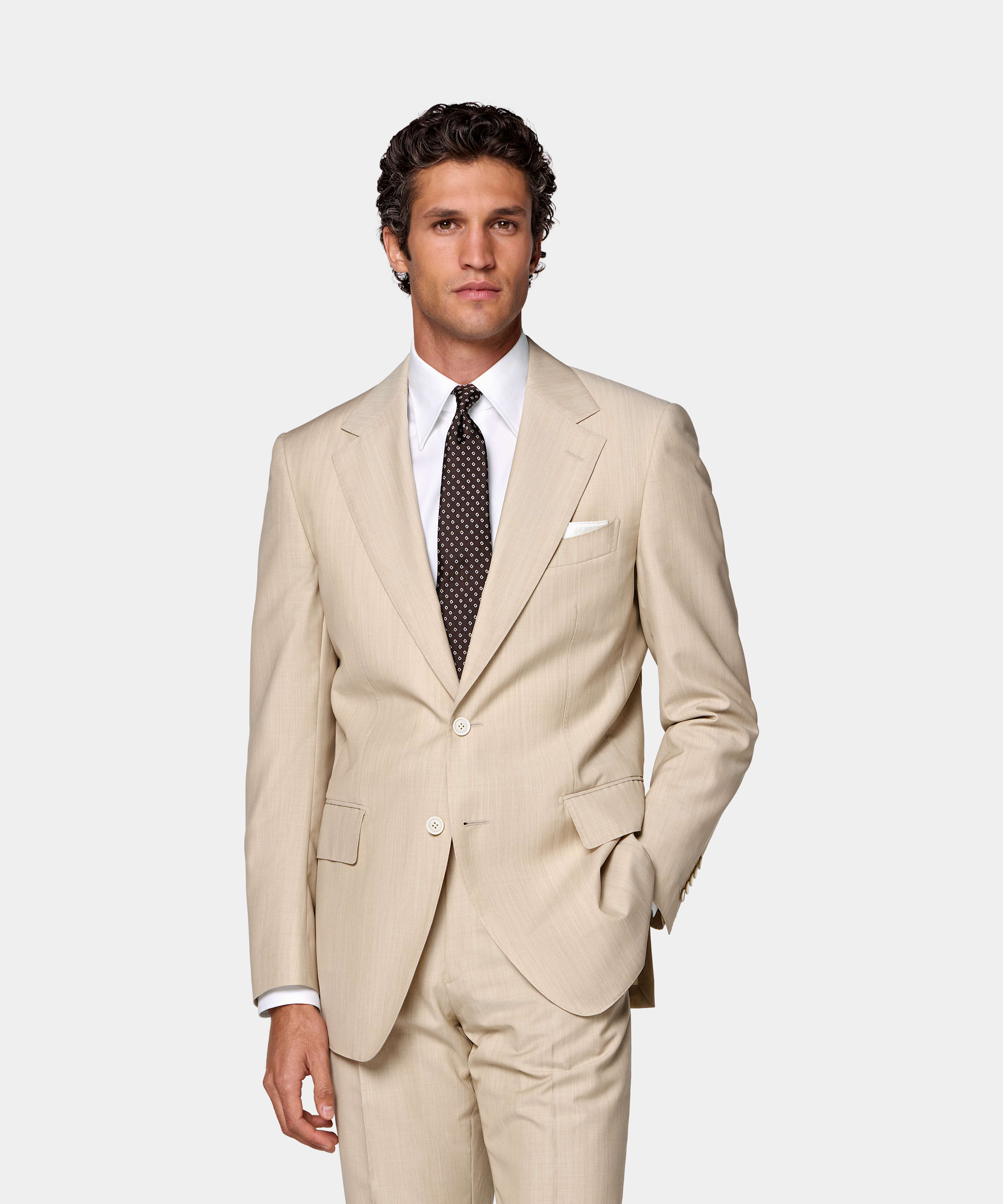 SUITSUPPLY All season Laine et mohair par Carlo Barbera, Italie Costume Milano coupe tailored taupe clair