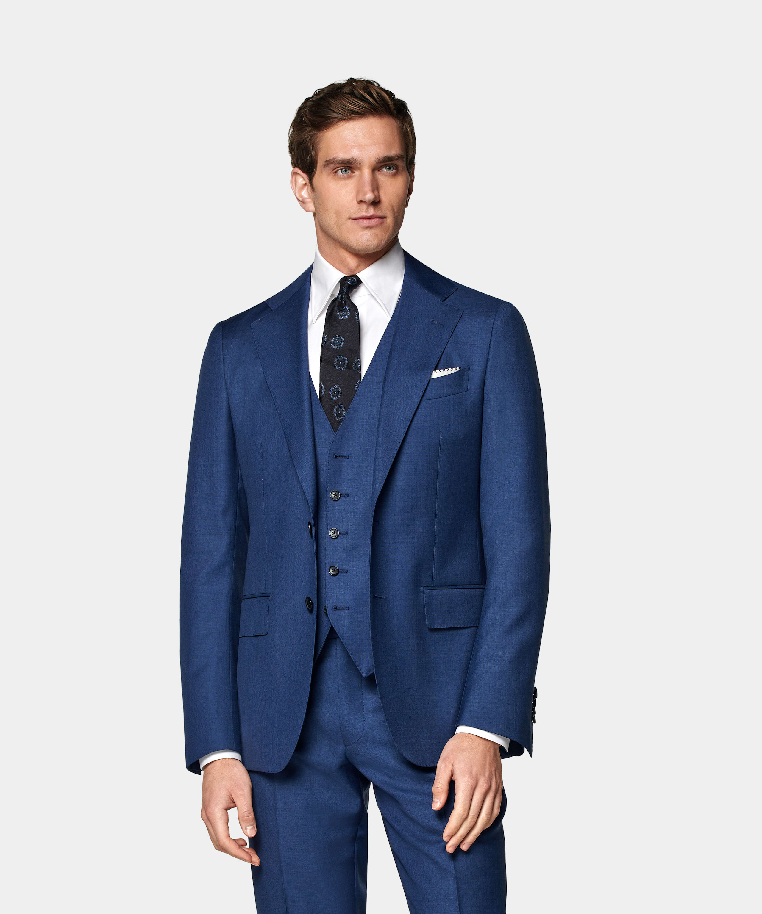 SUITSUPPLY Pure laine S110 - Vitale Barberis Canonico, Italie Gilet de costume bleu moyen