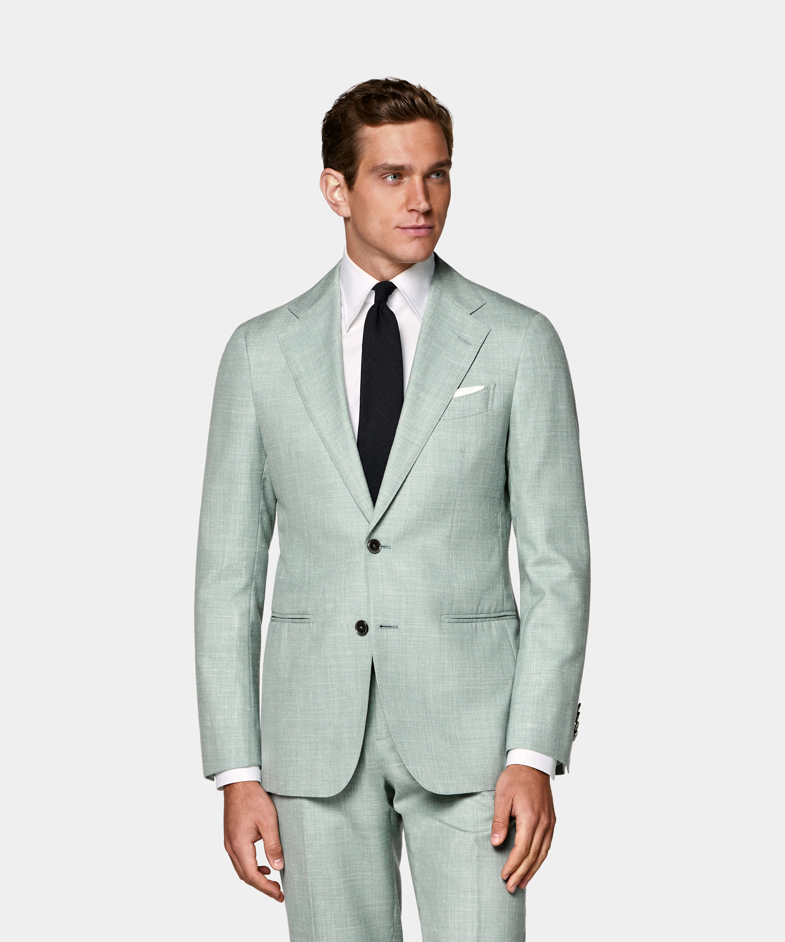 SUITSUPPLY Été Laine, soie et lin par E.Thomas, Italie Costume Havana coupe Tailored vert clair