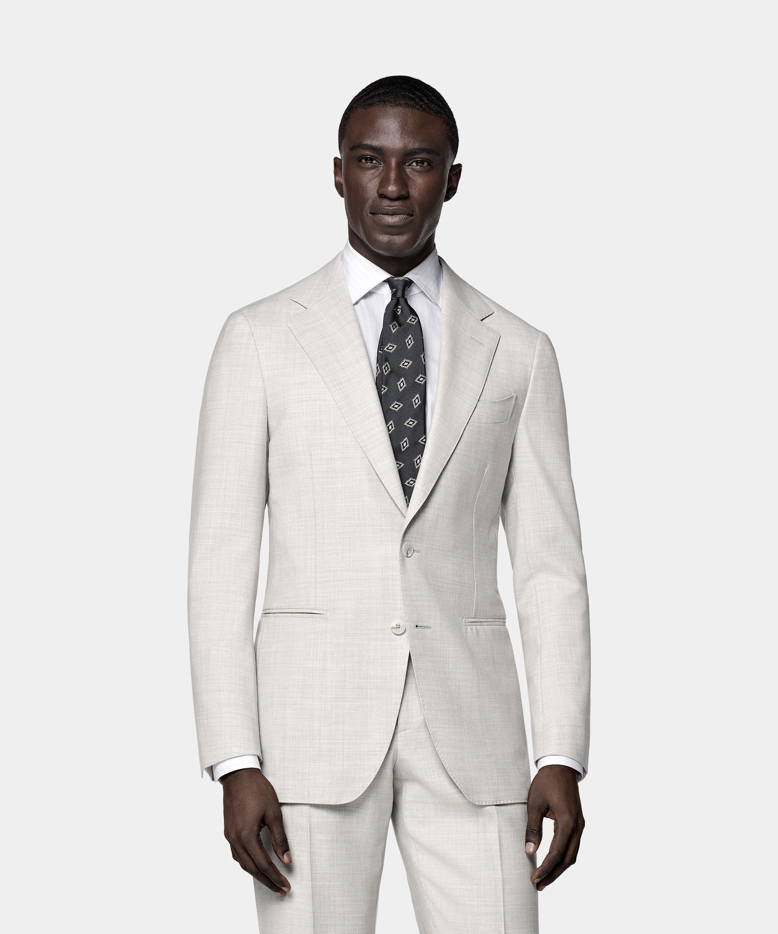 SUITSUPPLY All season Pure laine S130 par Drago, Italie Costume Havana coupe Tailored gris clair