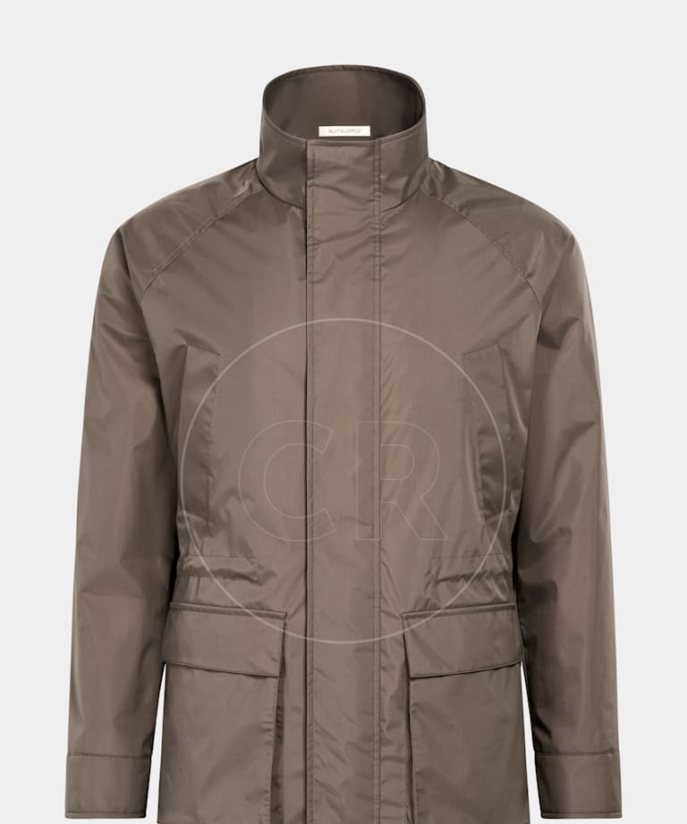 SUITSUPPLY Technical Fabric by Majocchi, Italy Taupe Raglan Field Jacket