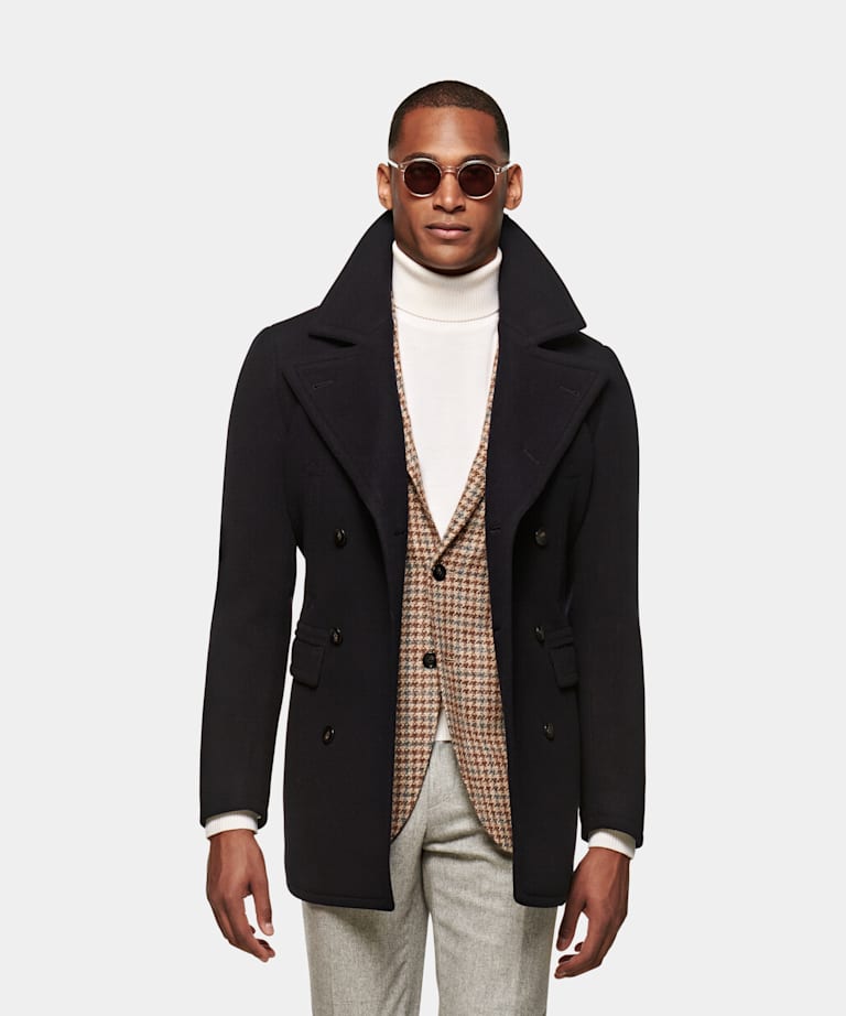 navy style pea coat