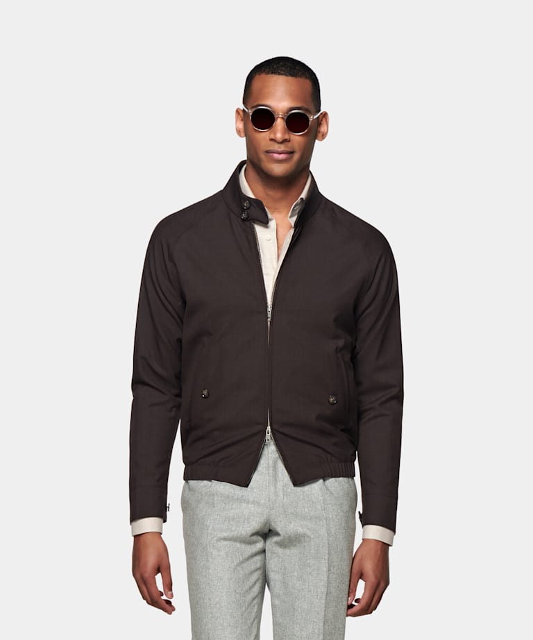 Light Brown Field Jacket | Water-Repellent Pure Tropical Wool ...