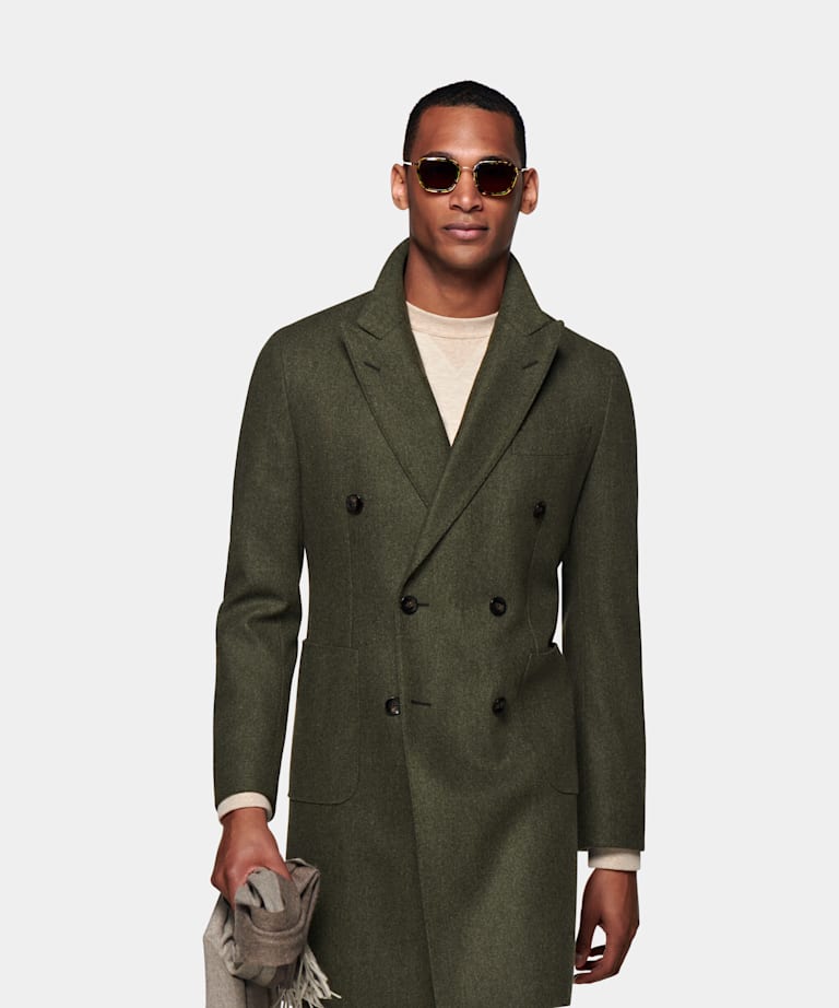 green single breasted coat