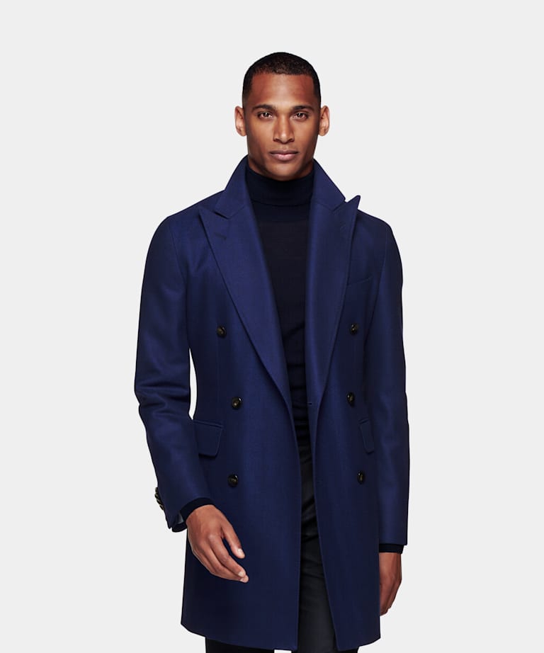 Mid Blue Polo Coat | Wool Cashmere Double Breasted | Suitsupply Online ...